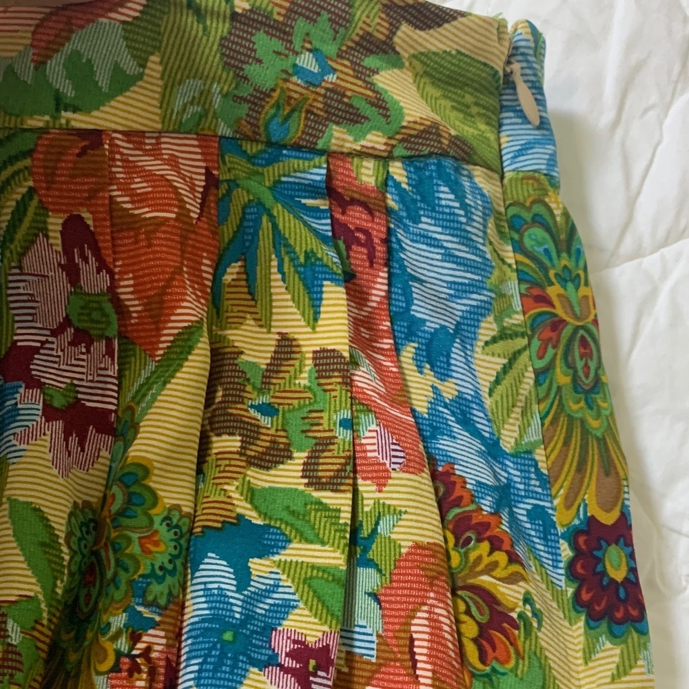 Anthropologie Postella Silk Midi Skirt Floral Pleated Women’s Size M Pink Blue - Picture 7 of 9